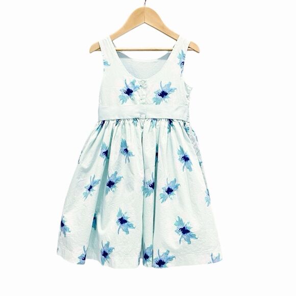 Janie and Jack Girls Sz 6 Floral Sleeveless Lined Spring Easter Dress Bow Twirl - Picture 4 of 12